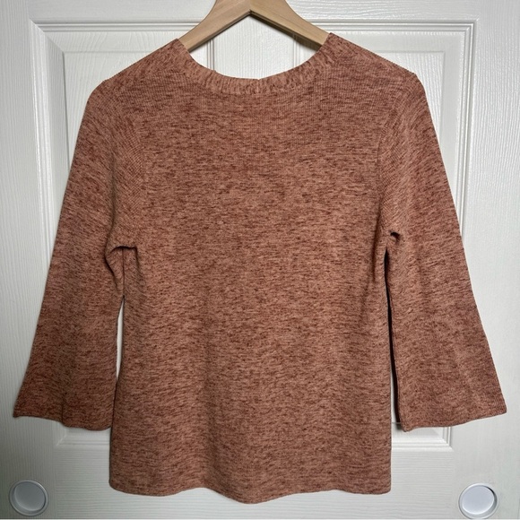Eileen Fisher XS 100% Organic Cotton Vneck Sweater Top 3/4 Sleeve Marled Relaxed - Picture 2 of 11